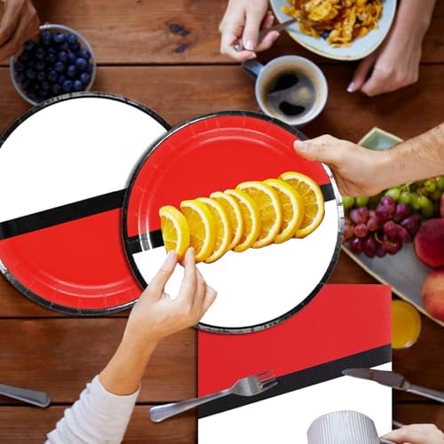 40 Pcs Red White Cartoon Party Plates Napkins