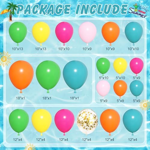 Amandir Tropical Balloon Arch Kit 165Pcs