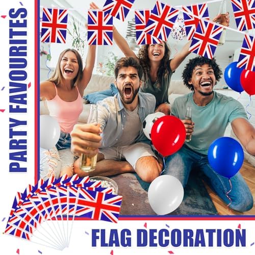 Lenwen 54 Pcs 4th of July Flag Banners Balloons and Ribbons