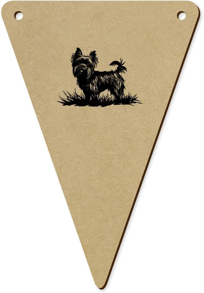 5 Piece 140mm Yorkshire Terrier On Grass Wooden Bunting Flags