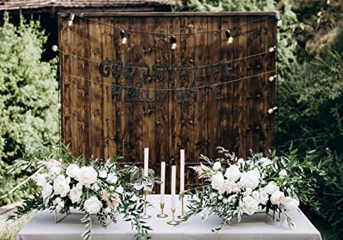 Goodbye Life Hello Wife Black Glitter Banner for Bachelor Party