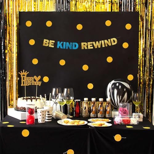 Be Kind Rewind Glitter Banner 90s Party Decor