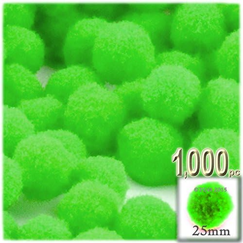 The Crafts Outlet 1000 Piece Multi Purpose Pom Poms Neon Green 25mm