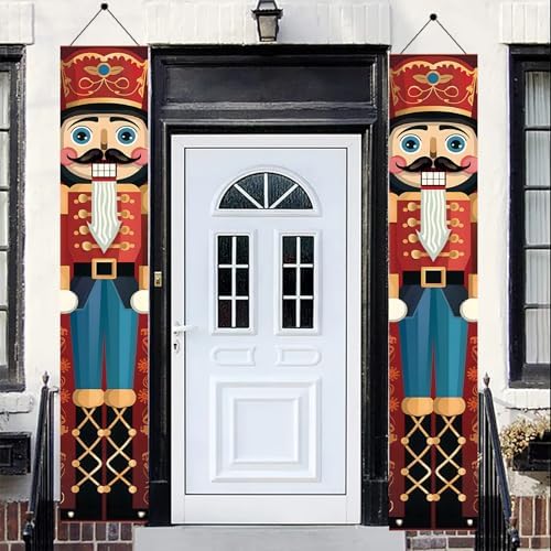 2PCS Christmas Nutcracker Banners for Front Porch
