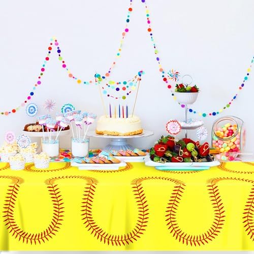 CC HOME Yellow Softball Themed Table Cover 54x87 Inch
