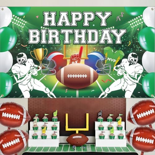 Large Football Birthday Banner for Kids Boys Party Decorations