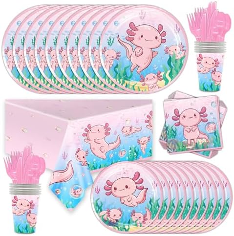 81 Pcs Axolotl Birthday Party Supplies Set