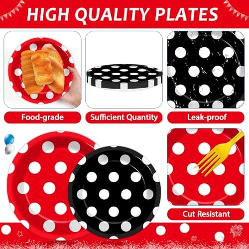 96 Pcs Cartoon Mouse Party Plates and Napkins Set