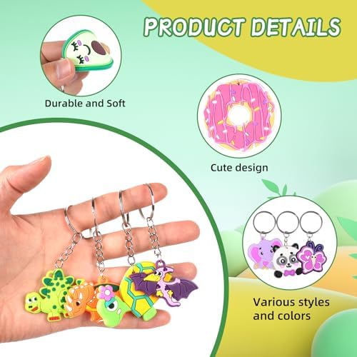 65 PCS Cute Keychains for Kids Party Favors