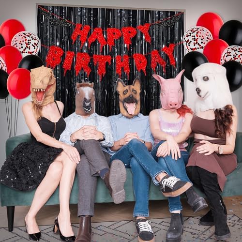 Halloween Happy Birthday Banner with Balloons and Decor