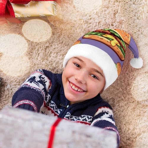 Cartoon Hamburger Christmas Hat for Adults and Kids