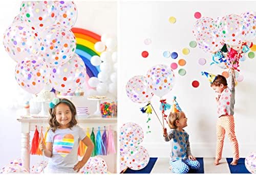 50 Piece Rainbow Polka Dot Balloons for Birthday Party