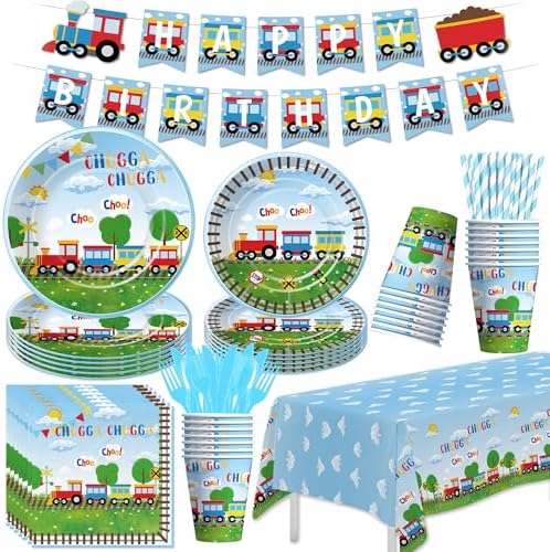 Suhelki Train Birthday Party Supplies Set for 24 Guests