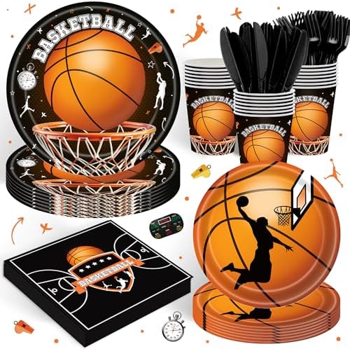 120PCS Basketball Party Tableware Set for 20 Guests