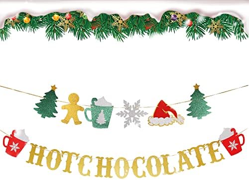 Glitter Christmas Hot Chocolate Banner for Holiday Decorations