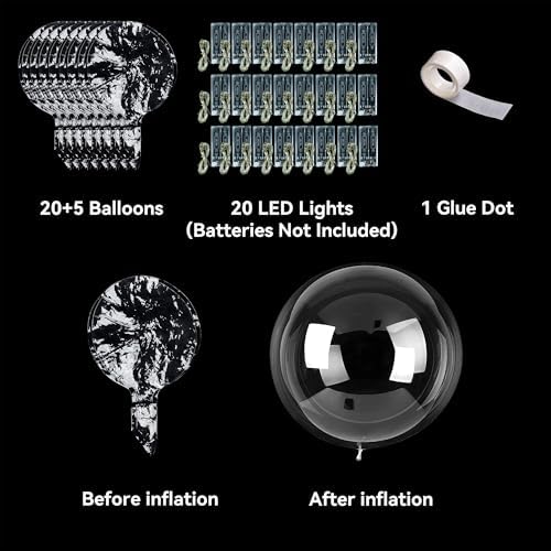 20 Pack LED Balloons with Warm White Lights for Parties