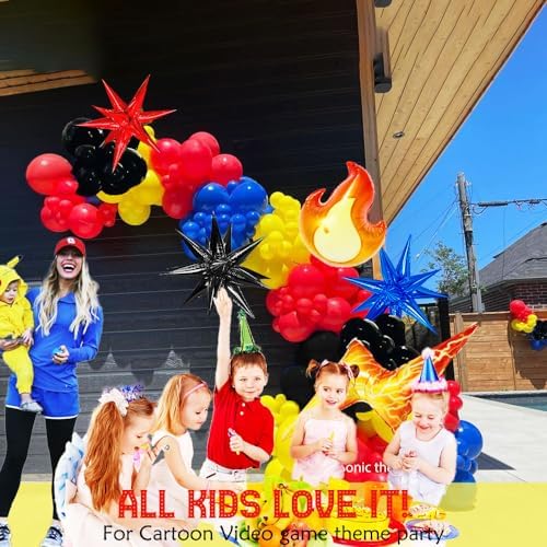 Red Yellow Blue Black Balloon Garland Kit 130pcs