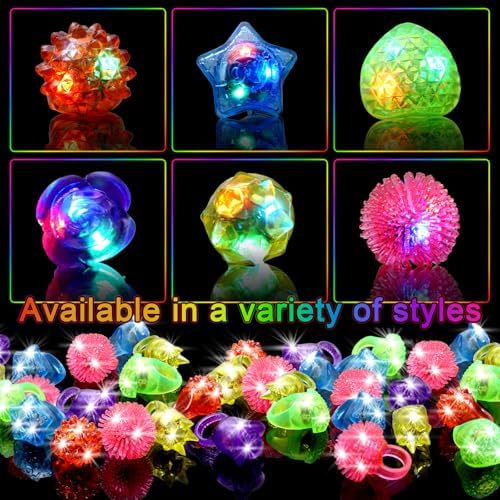 OLUPP 150 Pack LED Light Up Rings Party Favors