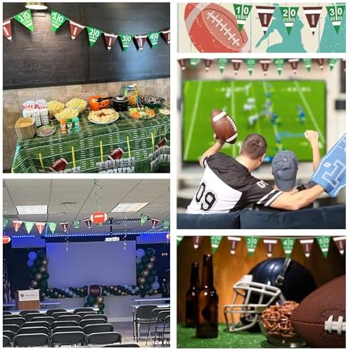 100FT Football Banner with Triangle Flags for Party Decorations