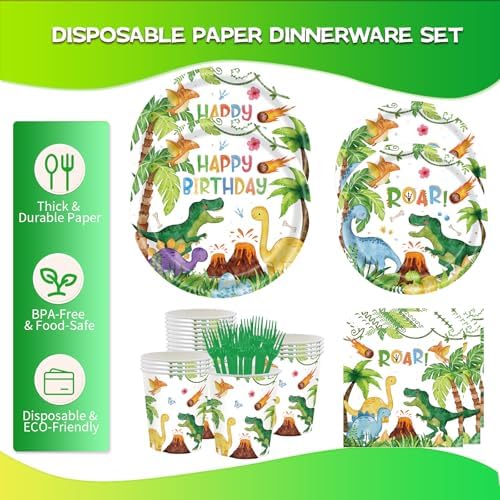 CANCJ Dinosaur Party Set 120Pcs Tableware