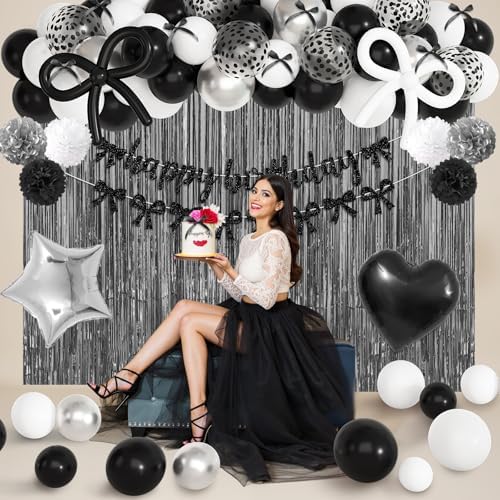 Black Bow Birthday Decorations Set