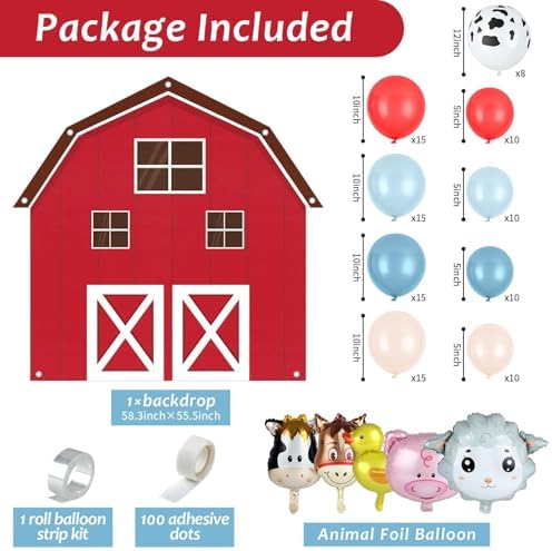 Farm Animals Party Decoration Set with Cow Balloons and Backdrop