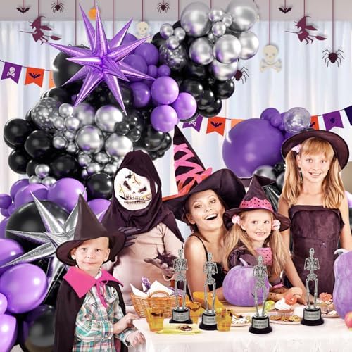 125pcs Purple and Black Balloon Garland Kit