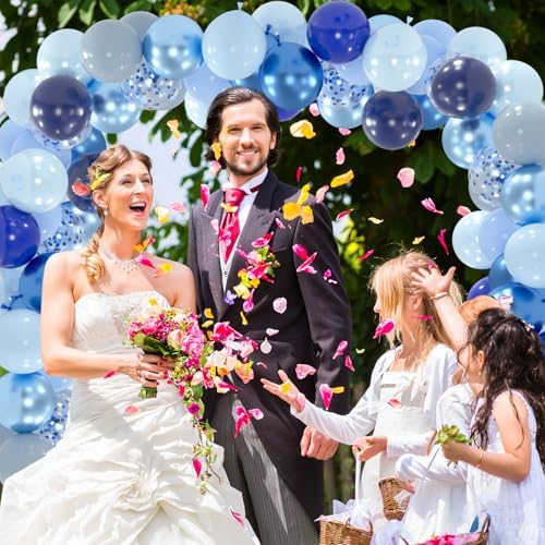100pcs Blue Balloons Kit with 66ft Ribbons