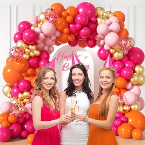 Pink Orange Balloon Arch Kit for Parties