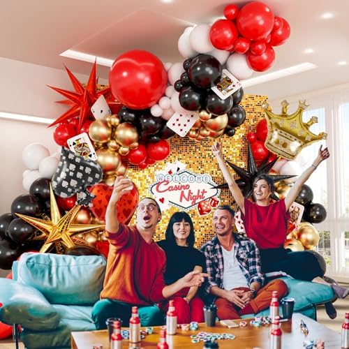 MURDIZZO 165pcs Casino Balloon Arch Decor Kit