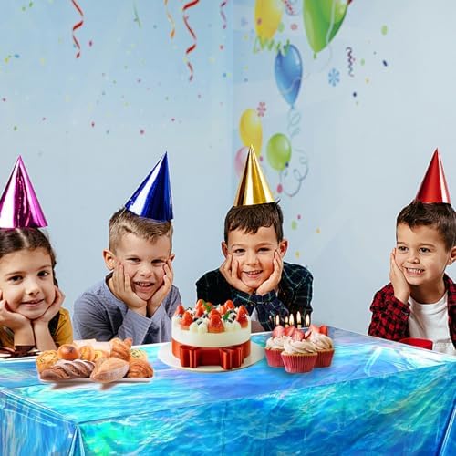 OQOQ Ocean Wave Iridescent Tablecloth 4 Pack 108x54 Inches