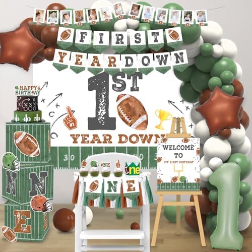 First Year Down Football Birthday Decorations Party Set