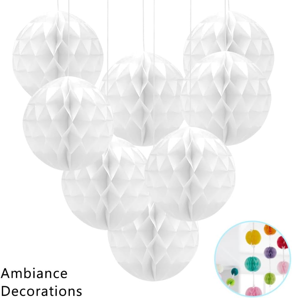 Hocansen 8 Pcs Paper Honeycomb Balls for Parties