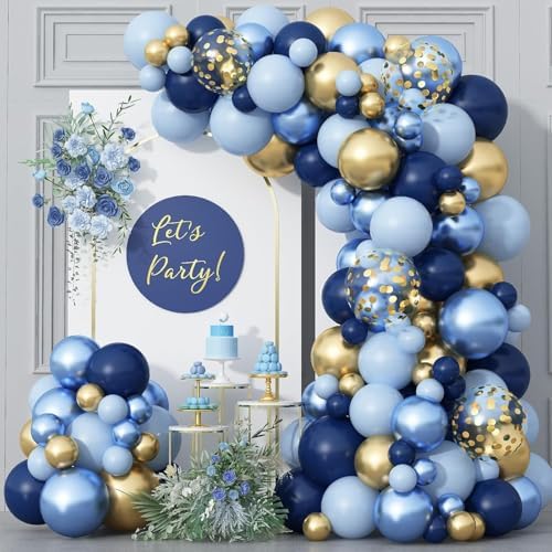 Blue Gold Balloon Garland Arch Kit for Party Decor