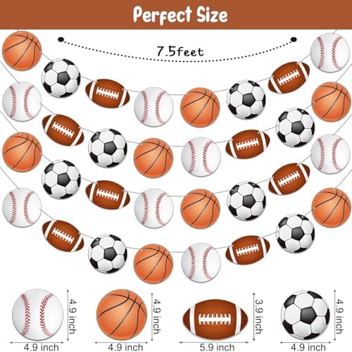 4 PCS Sports Theme Party Banners Garland Decorations
