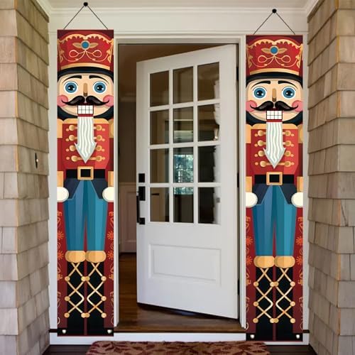 2PCS Christmas Nutcracker Banners for Front Porch