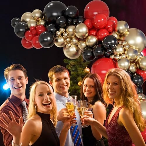 Red Black Gold Balloons 60 Pcs Casino Party Decor