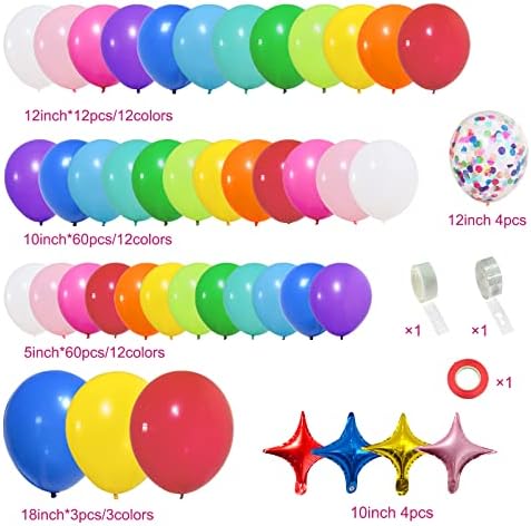 PERPAOL 146pcs Rainbow Balloon Arch Kit with Star Foil Confetti Balloons