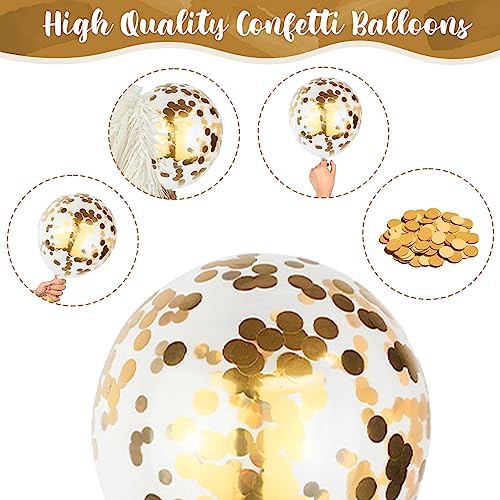 Black and Gold Confetti Balloons 12 Inch Set
