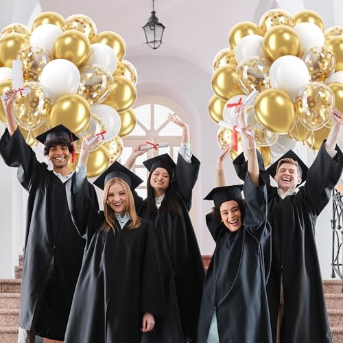 60pcs Gold and White Balloons 12inch for Party Decorations