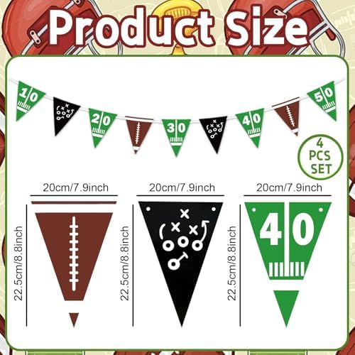 4Pcs Football Triangle Banner Decorations for Parties
