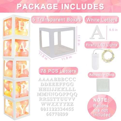 Ledio Clear Balloon Boxes with LED Lights and Letters