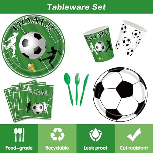 172pcs Soccer Themed Party Set for 24 Guests