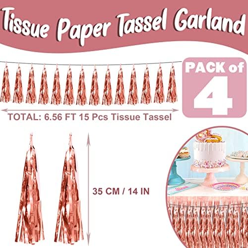 Rose Gold Foil Tassel Garland for Party Decorations