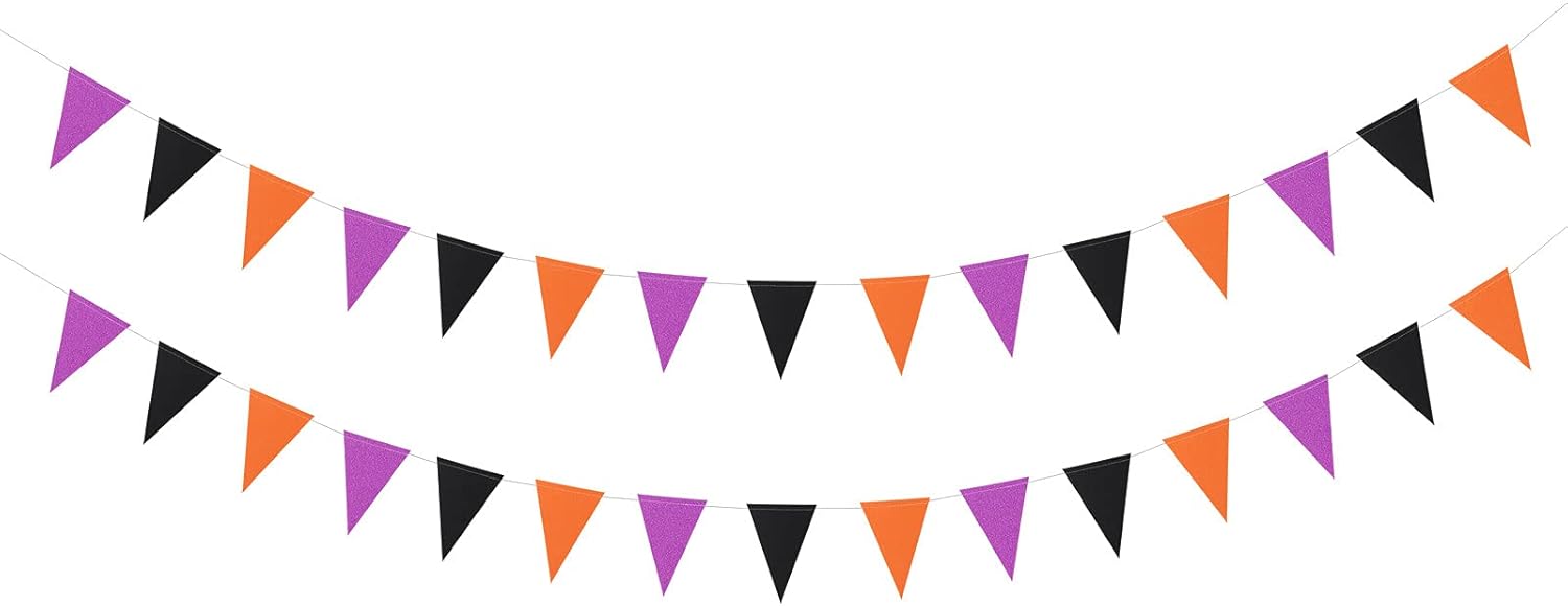 Black Orange Purple Halloween Party Decor Banners 2 Pack