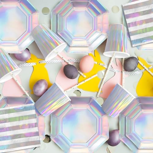 Gatherfun Iridescent Party Plates Set of 16