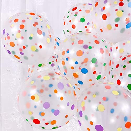 50 Piece Rainbow Polka Dot Balloons for Birthday Party
