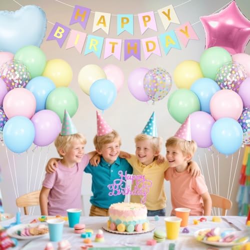 Vibzox Pastel Birthday Balloons Decor Set