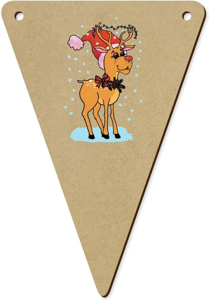 5 x 140mm Reindeer in the Snow Wooden Bunting Flags