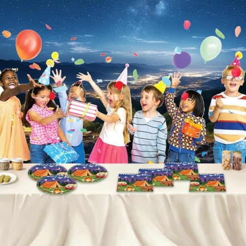 40Pcs Camping Party Decorations with Plates Napkins